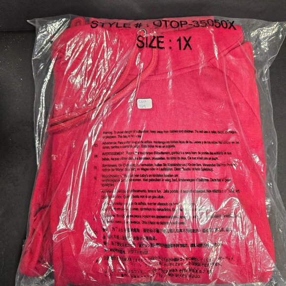 Zenana 1X Hooded Sweatshirt and Sweatpants Set, Red - Picture 2 of 6